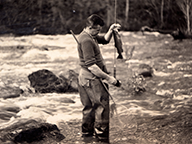 AR Kelly catches trout in the southwest c. 1950