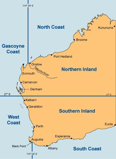 illustration map of Western Australia